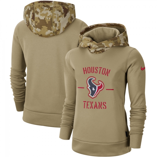 Women's Nike Khaki Houston Texans 2019 Salute to Service Therma Pullover Hoodie