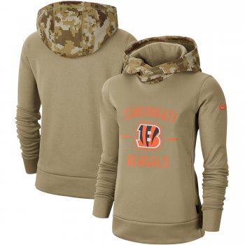 Women's Nike Khaki Cincinnati Bengals 2019 Salute to Service Therma Pullover Hoodie