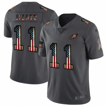 Eagles #11 Carson Wentz Carbon Black Men's Stitched Football Limited Retro Flag Jersey