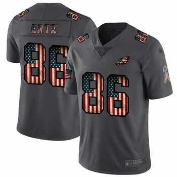 Eagles #86 Zach Ertz Carbon Black Men's Stitched Football Limited Retro Flag Jersey