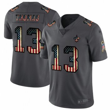 Saints #13 Michael Thomas Carbon Black Men's Stitched Football Limited Retro Flag Jersey