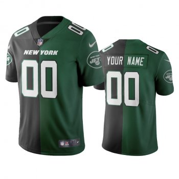 New York Jets Custom Black Green Two Tone Vapor Limited Jersey