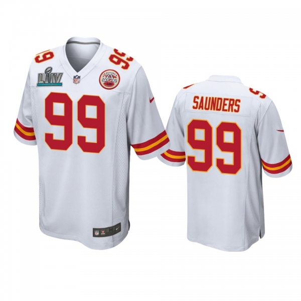 Kansas City Chiefs Khalen Saunders White Super Bowl LIV Game Jersey