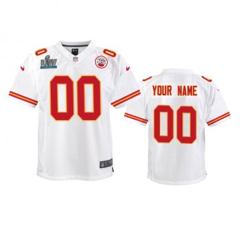 Youth Chiefs Custom White Super Bowl LIV Game Jersey