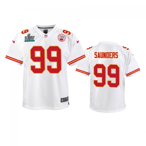 Youth Chiefs Khalen Saunders White Super Bowl LIV Game Jersey