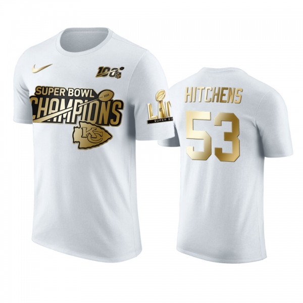 Kansas City Chiefs Anthony Hitchens White Super Bowl LIV Champions Golden Edition T-Shirt