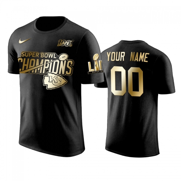 Kansas City Chiefs Custom Black Super Bowl LIV Champions Golden Edition T-Shirt