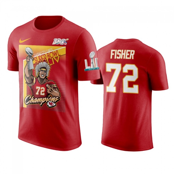 Kansas City Chiefs Eric Fisher Red Super Bowl LIV Champions Cartoon T-Shirt