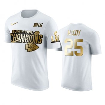 Kansas City Chiefs LeSean McCoy White Super Bowl LIV Champions Golden Edition T-Shirt