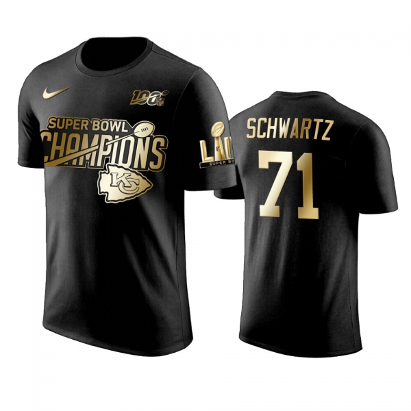 Kansas City Chiefs Mitchell Schwartz Black Super Bowl LIV Champions Golden Edition T-Shirt