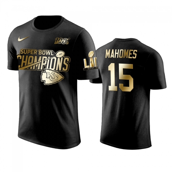 Kansas City Chiefs Patrick Mahomes Black Super Bowl LIV Champions Golden Edition T-Shirt