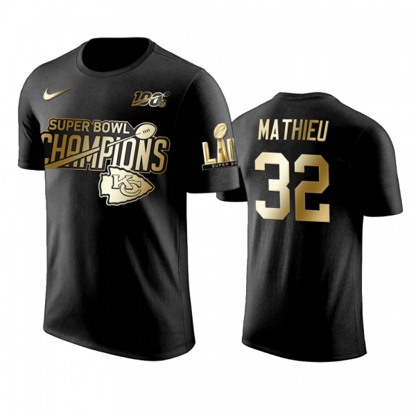 Kansas City Chiefs Tyrann Mathieu Black Super Bowl LIV Champions Golden Edition T-Shirt