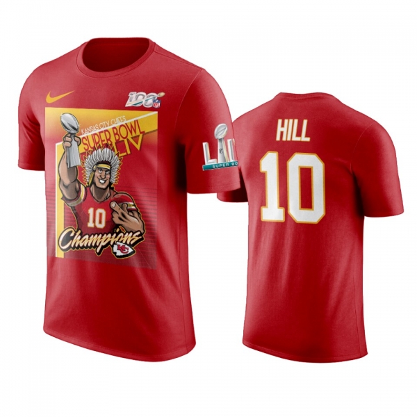 Kansas City Chiefs Tyreek Hill Red Super Bowl LIV Champions Cartoon T-Shirt