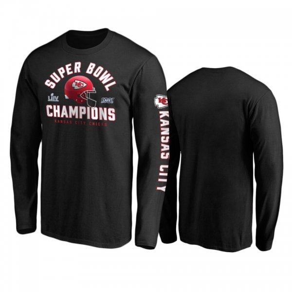 Men's Kansas City Chiefs Black Super Bowl LIV Champions Lateral Long Sleeve T-Shirt