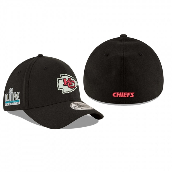 Men's Kansas City Chiefs Black Super Bowl LIV Champions Team Classic 39THIRTY Hat