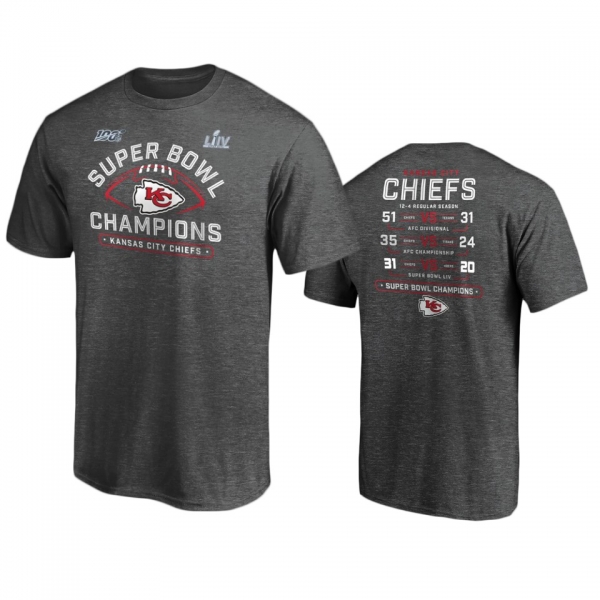 Men's Kansas City Chiefs Heather Charcoal Super Bowl LIV Champions Formation Schedule T-Shirt