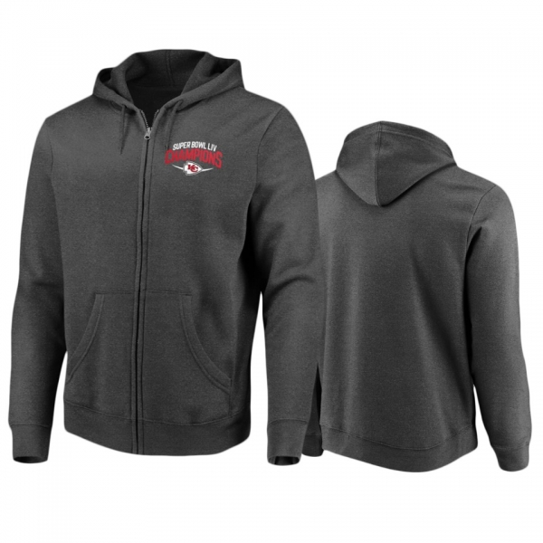 Men's Kansas City Chiefs Heather Charcoal Super Bowl LIV Champions Replay Full-Zip Hoodie