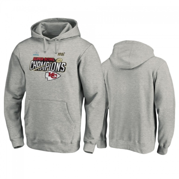 Men's Kansas City Chiefs Heather Gray Super Bowl LIV Champions Trophy Collection Locker Room Hoodie