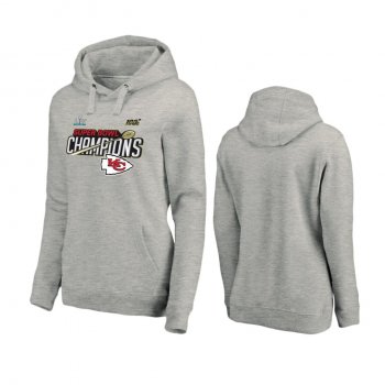 Women's Kansas City Chiefs Heather Gray Super Bowl LIV Champions Trophy Collection Locker Room Hoodie