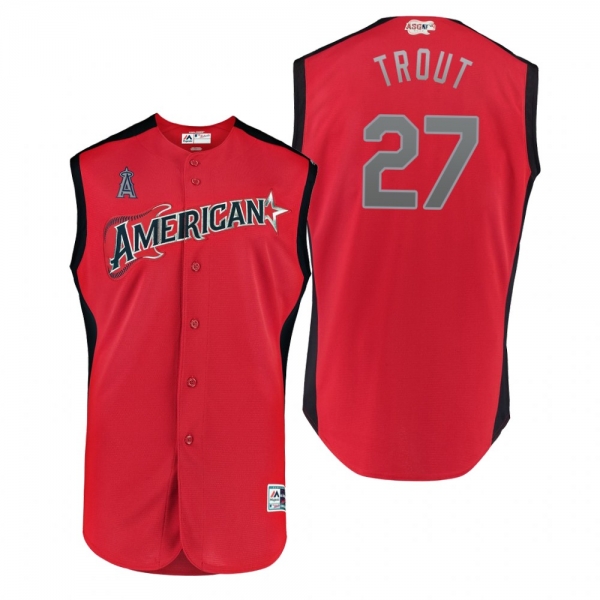 2019 MLB All-Star Game Workout American League Mike Trout Red Jersey