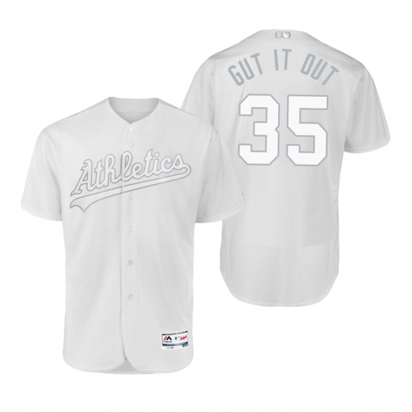 Oakland Athletics Jake Diekman Gut It Out White 2019 Players' Weekend Authentic Jersey