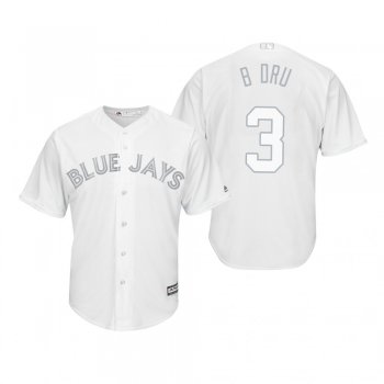 Toronto Blue Jays Brandon Drury B Dru White 2019 Players' Weekend Replica Jersey