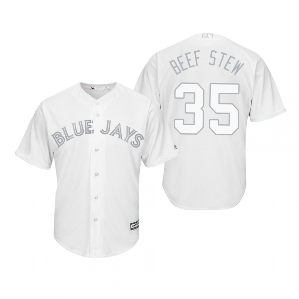 Toronto Blue Jays Brock Stewart Beef Stew White 2019 Players' Weekend Replica Jersey