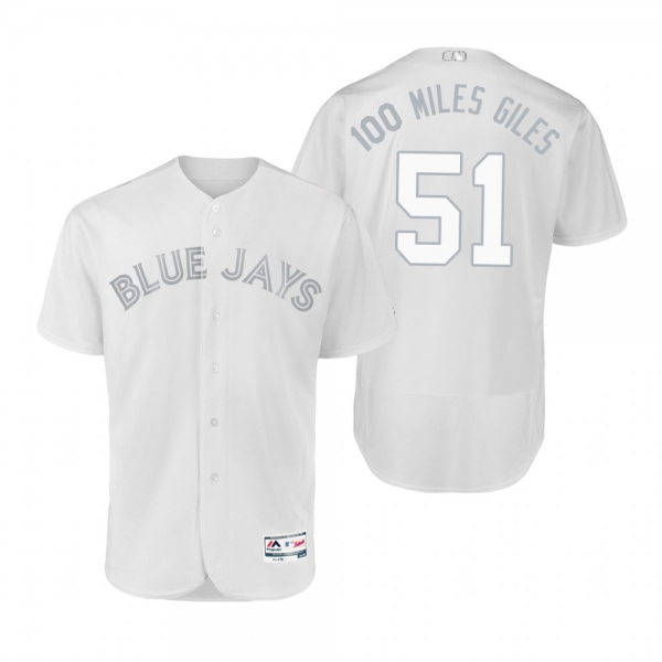 Blue Jays Ken Giles 100 Miles Giles White 2019 Players' Weekend Authentic Jersey