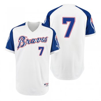 Braves Dansby Swanson White 1974 Turn Back the Clock Authentic Jersey