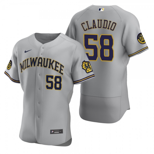 Men's Milwaukee Brewers Alex Claudio Nike Gray Authentic 2020 Road Jersey