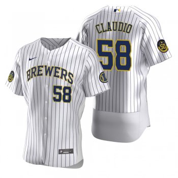 Men's Milwaukee Brewers Alex Claudio Nike White Authentic 2020 Home Jersey