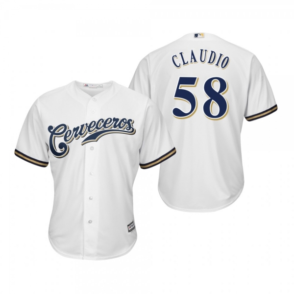 Alex Claudio Milwaukee Brewers White Hispanic Heritage Cool Base Jersey