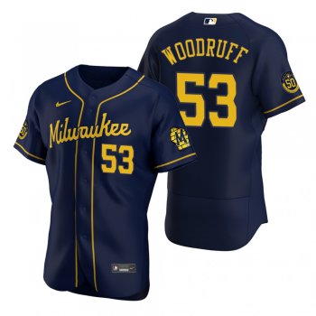 Men's Milwaukee Brewers Brandon Woodruff Nike Navy Authentic 2020 Alternate Jersey