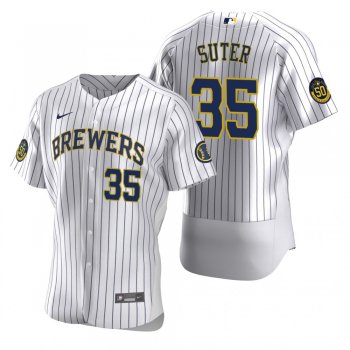 Men's Milwaukee Brewers Brent Suter Nike White Authentic 2020 Home Jersey