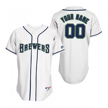 Brewers Custom White 1994 Turn Back the Clock Throwback Jersey