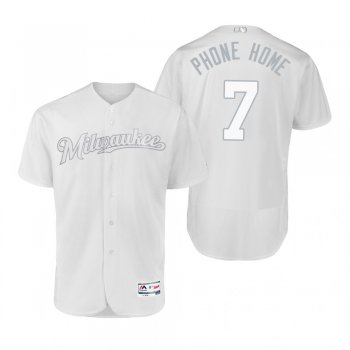 Milwaukee Brewers Eric Thames Phone Home White 2019 Players' Weekend Authentic Jersey