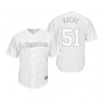 Milwaukee Brewers Freddy Peralta Kacike White 2019 Players' Weekend Replica Jersey