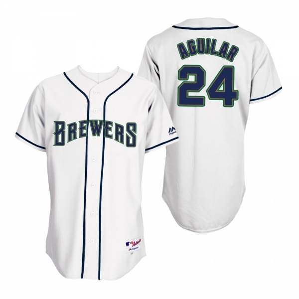 Brewers Jesus Aguilar White 1994 Turn Back the Clock Throwback Jersey