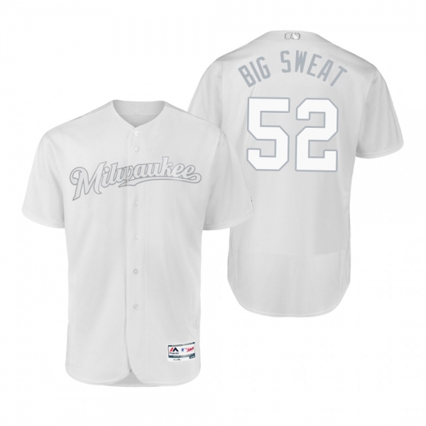 Milwaukee Brewers Jimmy Nelson Big Sweat White 2019 Players' Weekend Authentic Jersey