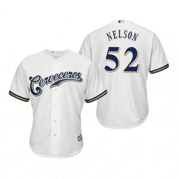 Jimmy Nelson Milwaukee Brewers White Hispanic Heritage Cool Base Jersey