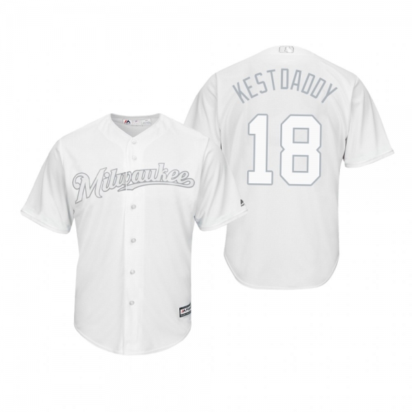 Milwaukee Brewers Keston Hiura Kestdaddy White 2019 Players' Weekend Replica Jersey