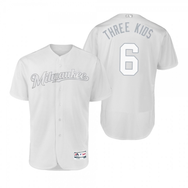 Milwaukee Brewers Lorenzo Cain Three Kid$ White 2019 Players' Weekend Authentic Jersey