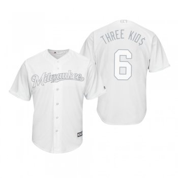 Milwaukee Brewers Lorenzo Cain Three Kid$ White 2019 Players' Weekend Replica Jersey