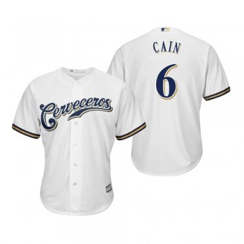 Lorenzo Cain Milwaukee Brewers White Hispanic Heritage Cool Base Jersey