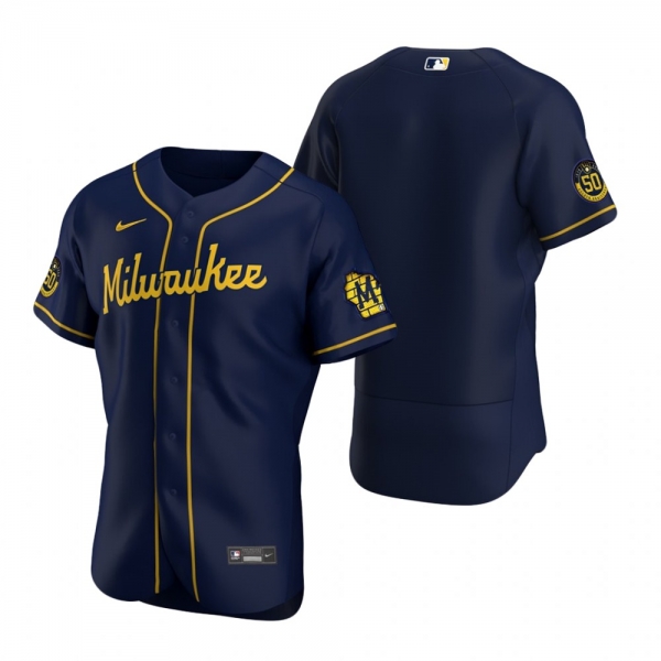 Men's Milwaukee Brewers Nike Navy Authentic 2020 Alternate Jersey