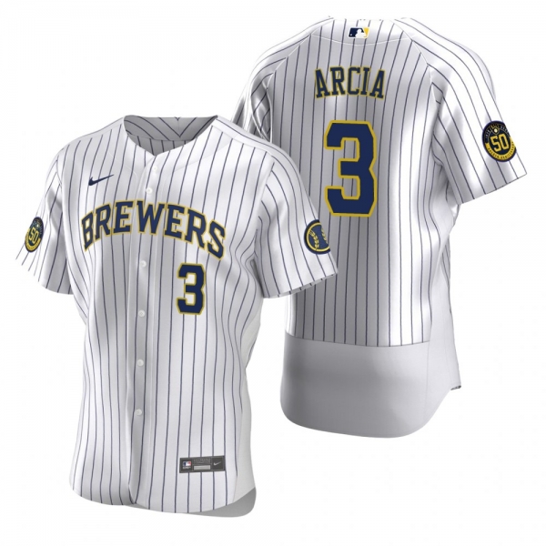 Men's Milwaukee Brewers Orlando Arcia Nike White Authentic 2020 Home Jersey