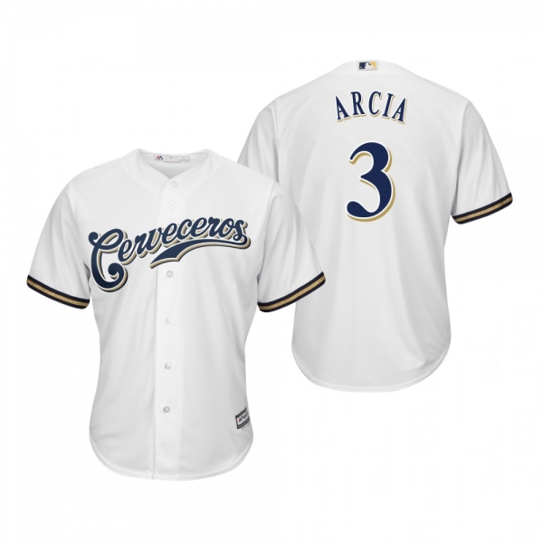 Orlando Arcia Milwaukee Brewers White Hispanic Heritage Cool Base Jersey