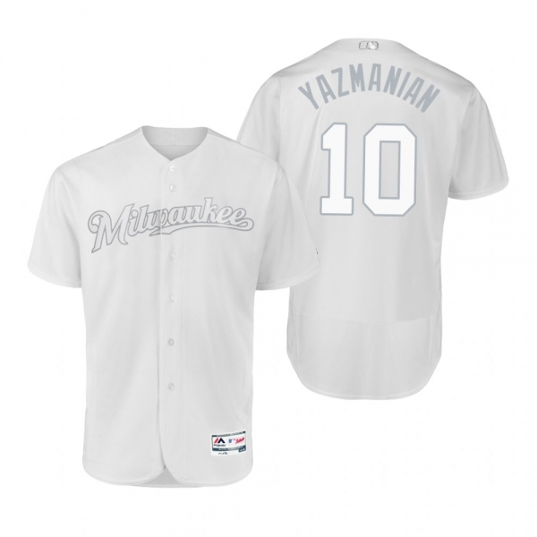 Milwaukee Brewers Yasmani Grandal Yazmanian Devil White 2019 Players' Weekend Authentic Jersey