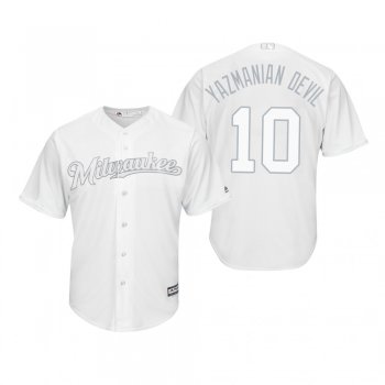 Milwaukee Brewers Yasmani Grandal Yazmanian Devil White 2019 Players' Weekend Replica Jersey