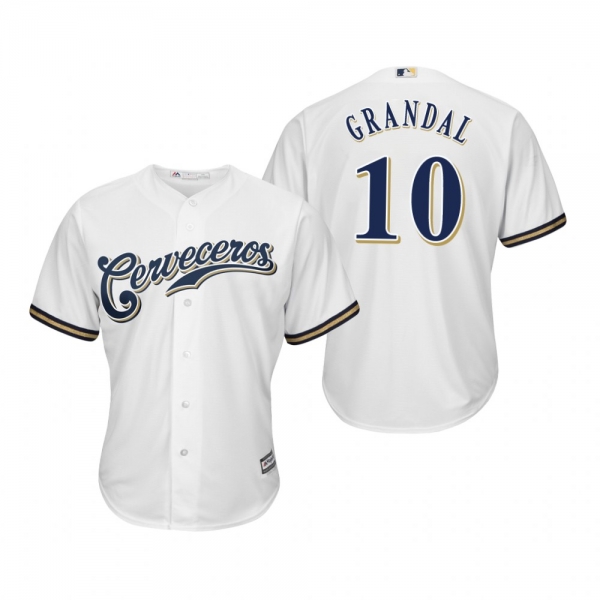 Yasmani Grandal Milwaukee Brewers White Hispanic Heritage Cool Base Jersey